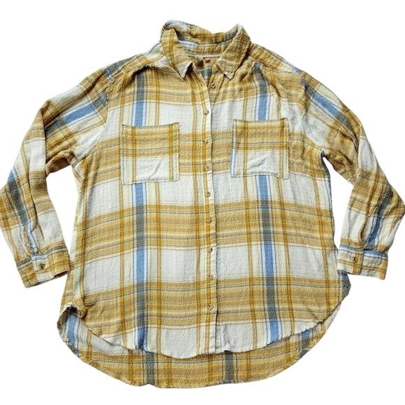 Anthropologie Pilcro Hadley Plaid Relaxed Button Down Flannel Shirt sz Lp - Picture 3 of 8